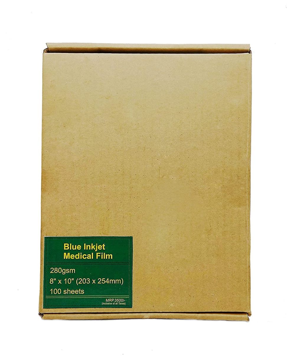 A-4, PET Inkjet Blue Medical Imaging Film 210 Micron (280 GSM) Thickness Waterproof (Pack of 5 )